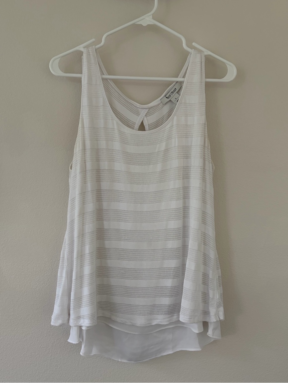 WHBM White Layered Striped Sleeveless Tank